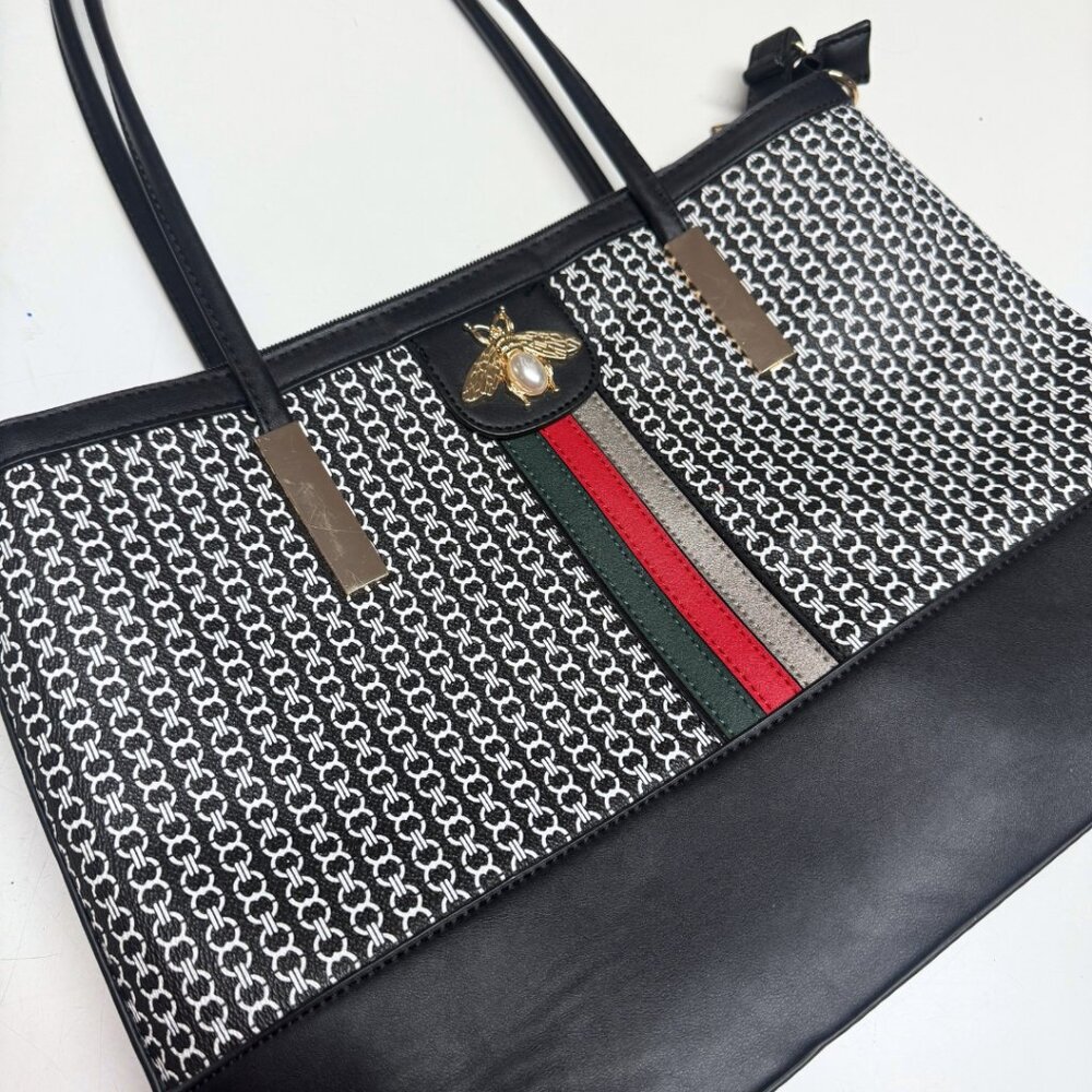NWT Boutique “All the Buzz” Monogram Tote Bag - Bee Emblem